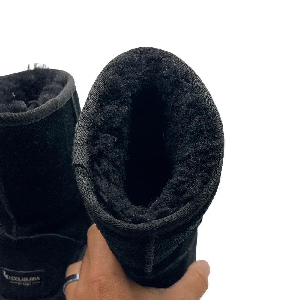 Koolaburra by UGG Victoria Black Suede Faux Fur Short Boots 1017090 Womens 7